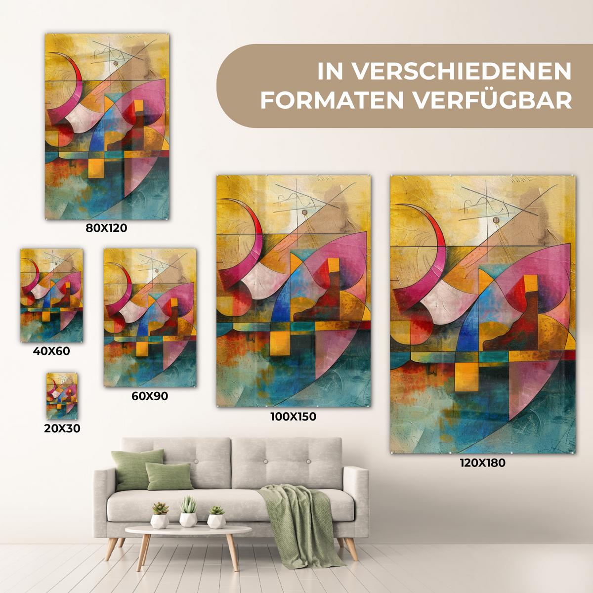 ACRYLGLASBILD Kunst - Abstrakt - Modern 80x120 cm - Gelb, Glas (80/120cm) - MuchoWow