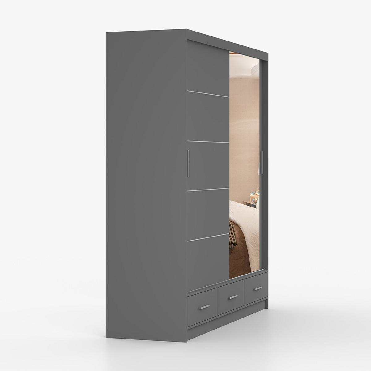 KLEIDERSCHRANK Florence 203 cm, 203/218/61, 2-türig, grau - Grau, Holzwerkstoff (203/218/61cm) - imoebel24