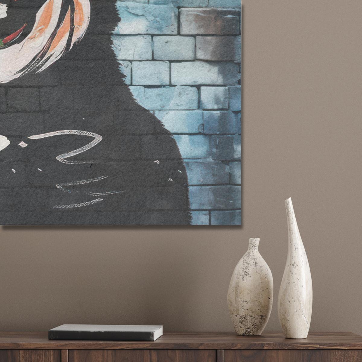 AKUSTIKBILD Affe - Graffiti - Musik Wandbild Wohnzimmer 100x70 cm - Multicolor, Kunststoff (100/70/0.9cm) - MuchoWow