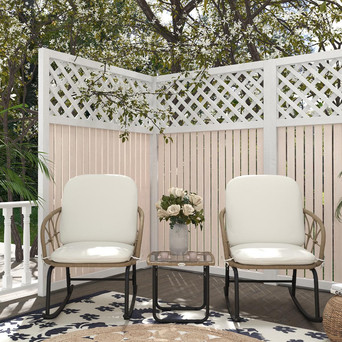 GARTENMÖBEL Set, Stahl, PE, Gelb+Creme - Gelb, Metall - Outsunny