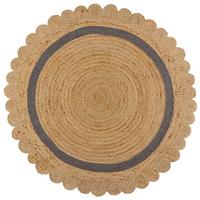 JUTETEPPICH handgewebt PLYM, geometrisch, Braun-Grau, Ø 160 cm - Braun, Naturmaterialien (160/160cm) - KADIMA DESIGN