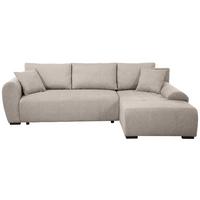 ECKSCHLAFSOFA Dallas mit Bettkasten, 255 cm, Beige, rechts, Velour-Stoff - Cappuccino, Textil (255/175cm) - Beautysofa
