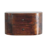 NACHTKASTEN Lunar Schwebend, 2 Schubladen, Dunkelbraun - Dunkelbraun/Messingfarben, Holz/Metall (45/25/30cm) - Artisan Furniture