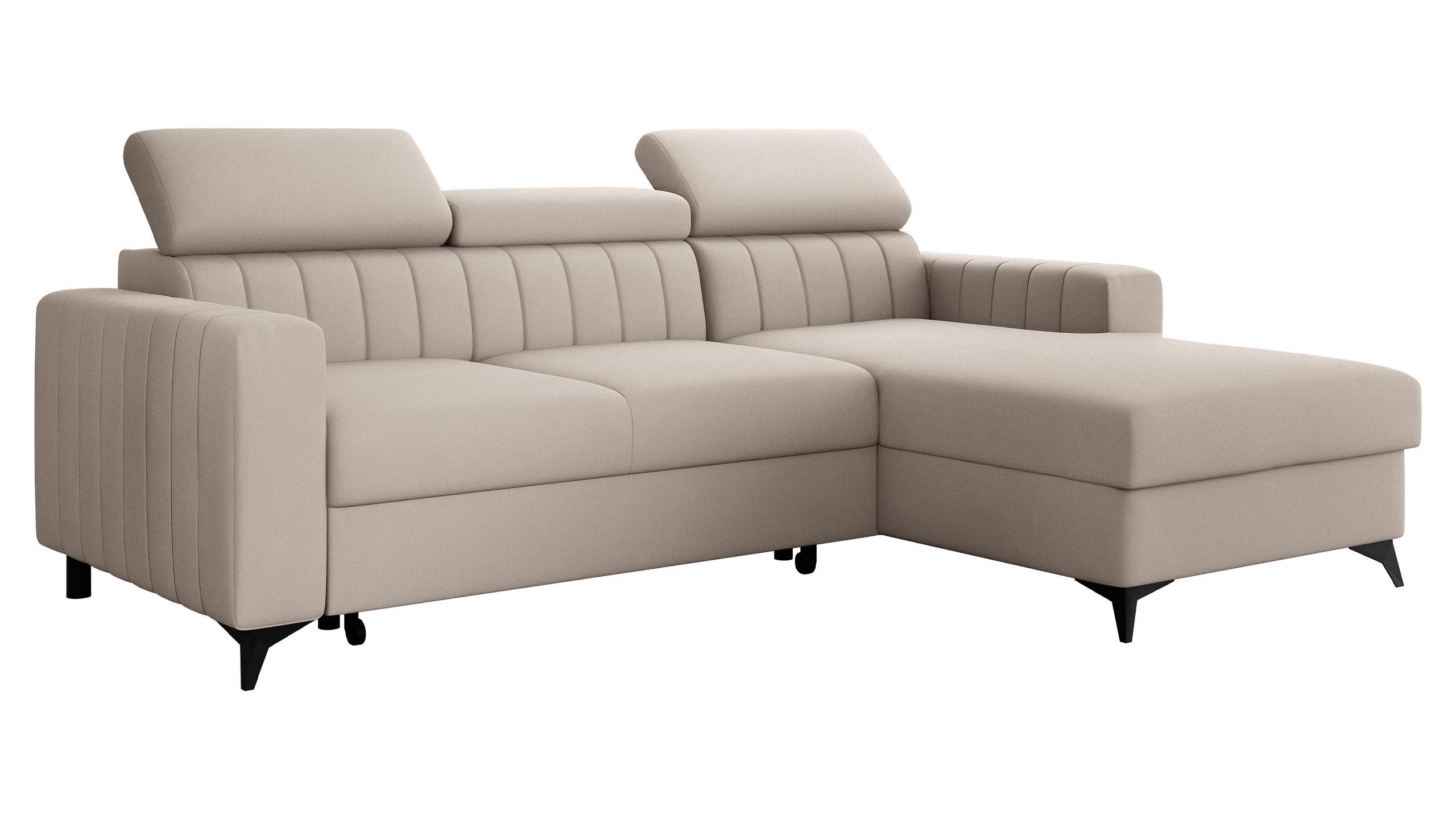 ECKSOFA Milano, Seite: Rechts 2R+LC - Beige/Schwarz, Holz/Textil (172/236cm) - MIRJAN24