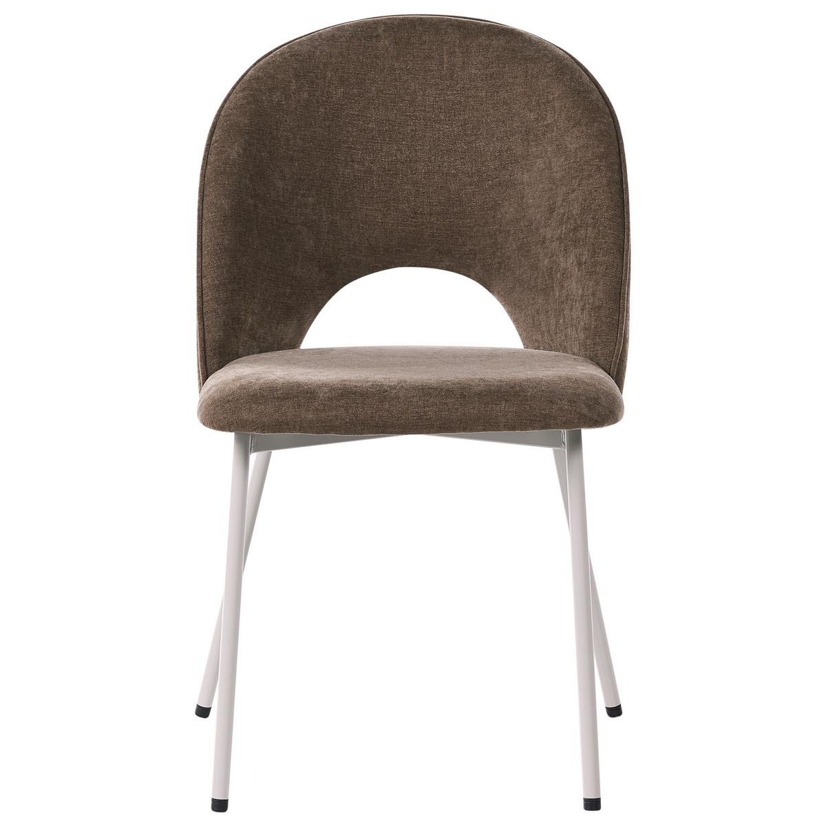 ESSZIMMERSTUHL 2er Set Chenillegewebe Hellbraun Covelo - Hellbraun/Beige, Textil/Metall (46/83/53cm) - Beliani