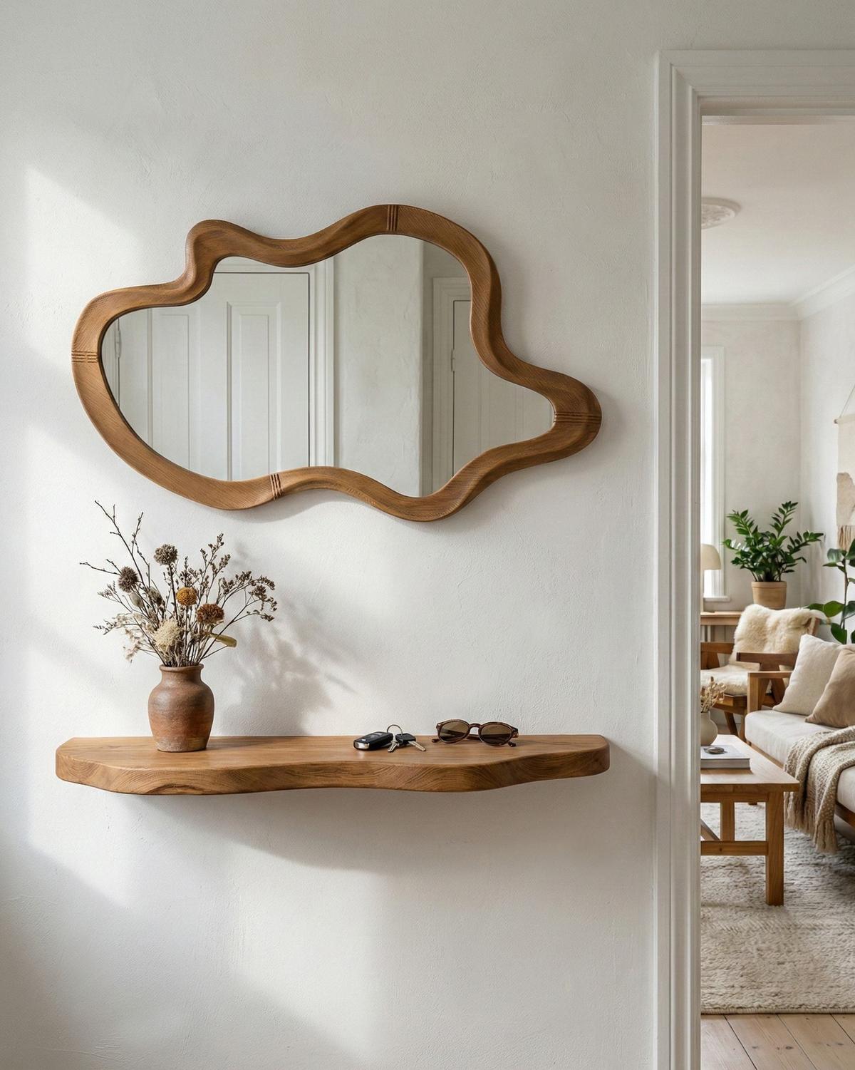 WANDSPIEGEL 89/52 cm Kiefernholz Naturfarben Drevant - Braun, Holz (89/52/3cm) - Beliani