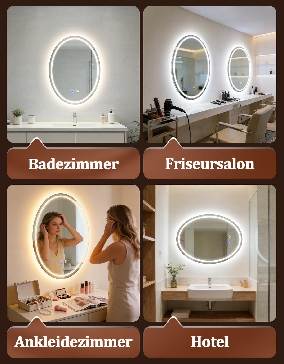 BADSPIEGEL mit Beleuchtung Laryn 3/60/80 cm - Weiß, Glas (60/80/3cm) - ZMH