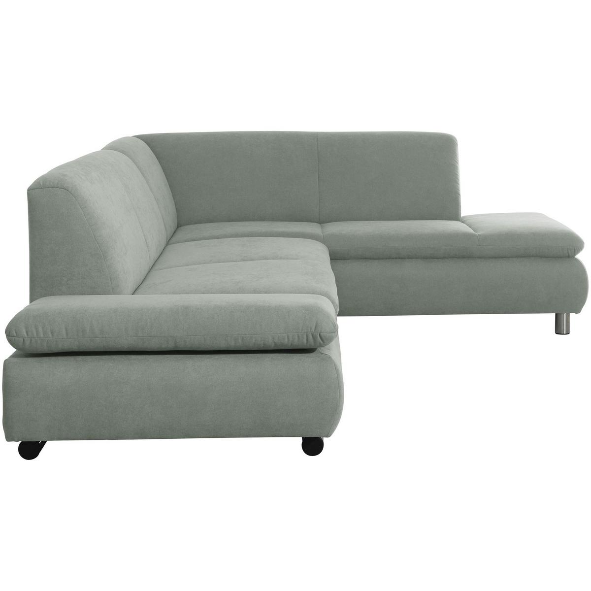 ECKSOFA mit Ottomane rechts Kaye Flachgewebe hellgrün - Hellgrün, Kunststoff (190/270cm) - 58aufmkessel