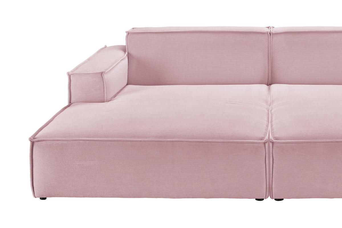 BIG SOFA SAMU Pink Cord - Schwarz/Rosa, Textil (256/72/168cm) - KAWOLA