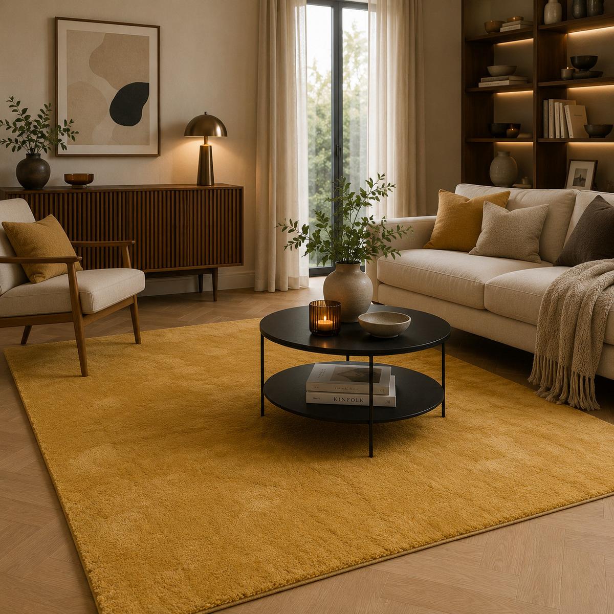 HOCHFLOR LANGFLOR SUPER SOFT TEPPICH SILKY - Currygelb, Textil (120/170cm) - Pergamon