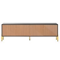TV-LOWBOARD Schwarz Natur mit 3D-Muster 4 Türen & Goldfüßen 179cm - Naturfarben, Holzwerkstoff (179/53.5/35cm) - Urban Meuble