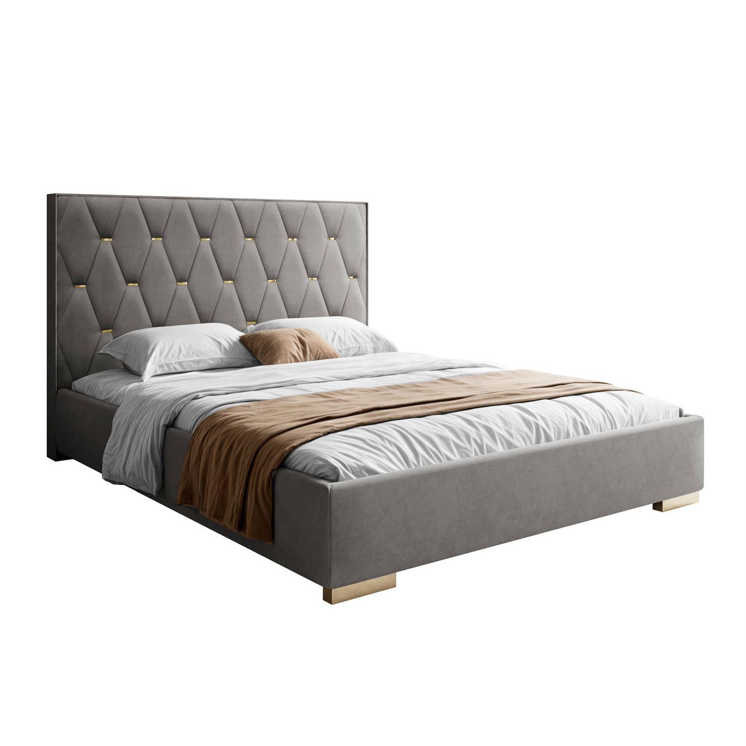 POLSTERBETT IZOLDA mit hohem Kopfteil 180x200 cm Royal Velvet 250 - Grau, Textil - Lookway