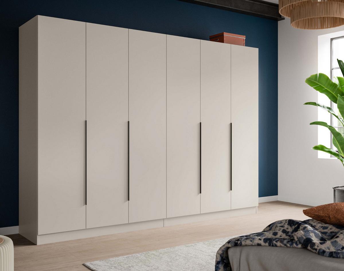 KLEIDERSCHRANK kaschmir 240 x 181 cm, Drehtürenschrank 6-türig - Kaschmir/Schwarz, Holzwerkstoff/Kunststoff (240/181/52cm) - Inn.Furn