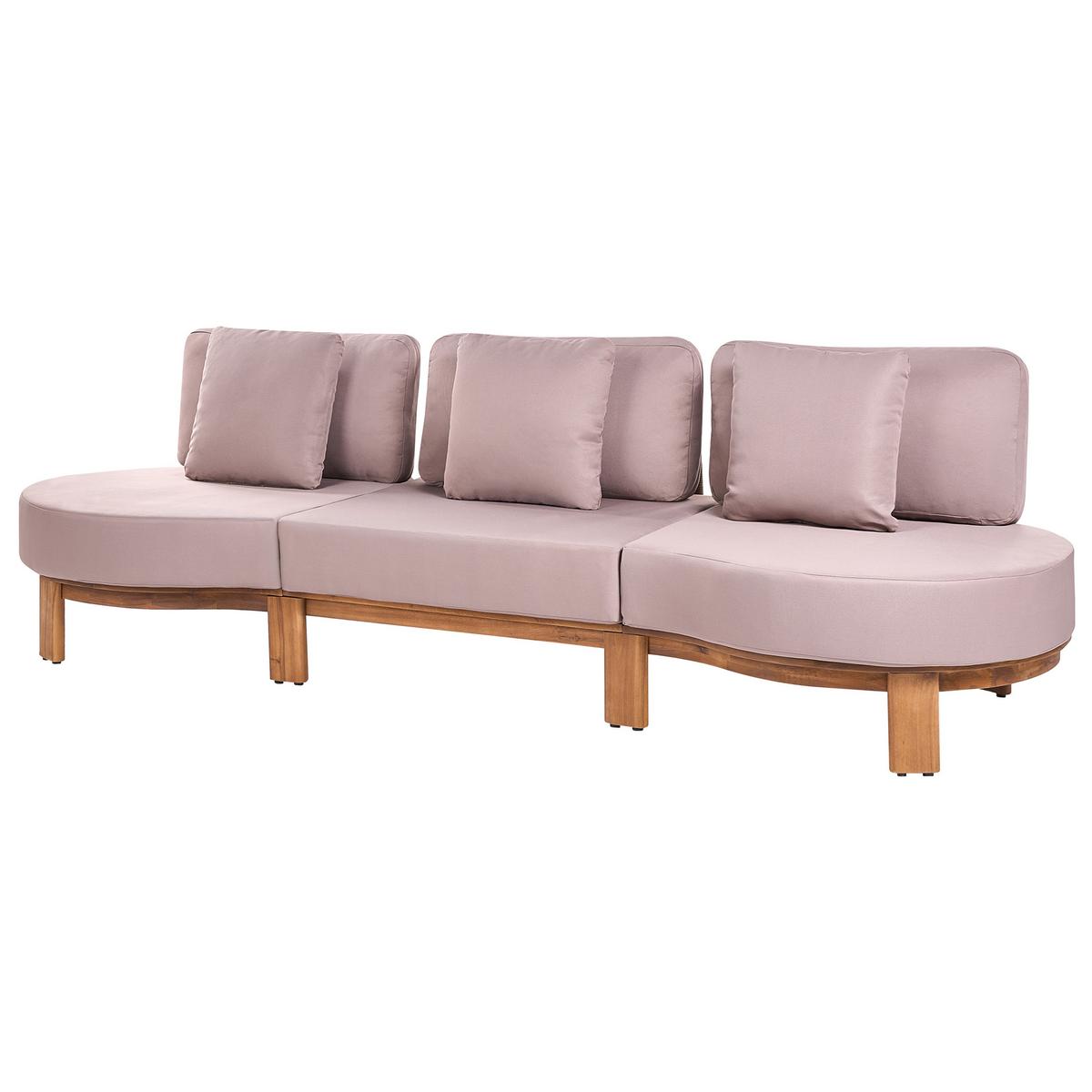 GARTENSOFA 3-Sitzer Akazienholz Hellbraun Arzello - Hellbraun/Beige, Holz (286/80/75cm) - Beliani
