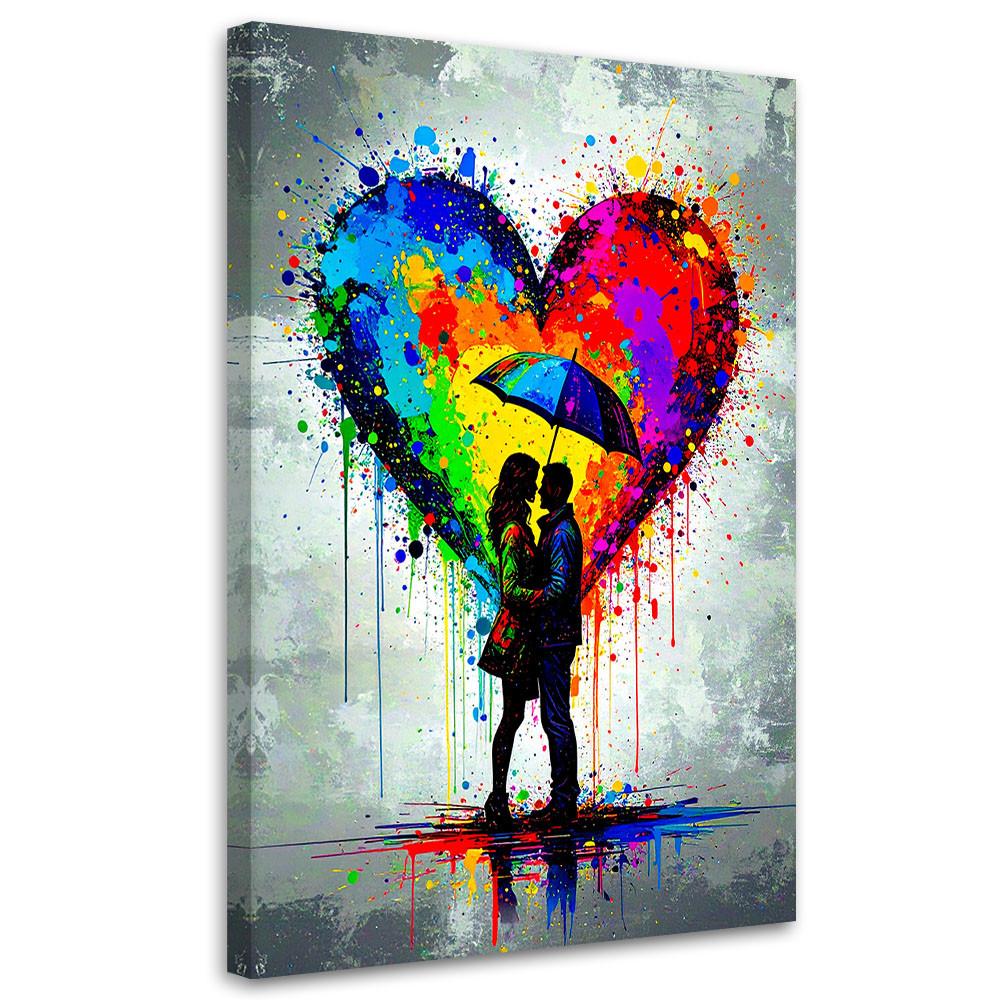 LEINWANDBILD Paar Liebe Herz Abstrakt 80x120cm - Multicolor, Textil (80/120cm) - Feeby