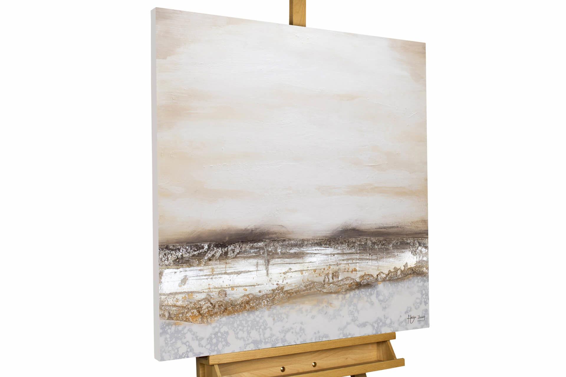 ÖLGEMÄLDE 80/80 cm - Silberfarben/Kupferfarben, Holz/Textil (80/80cm) - KUNSTLOFT