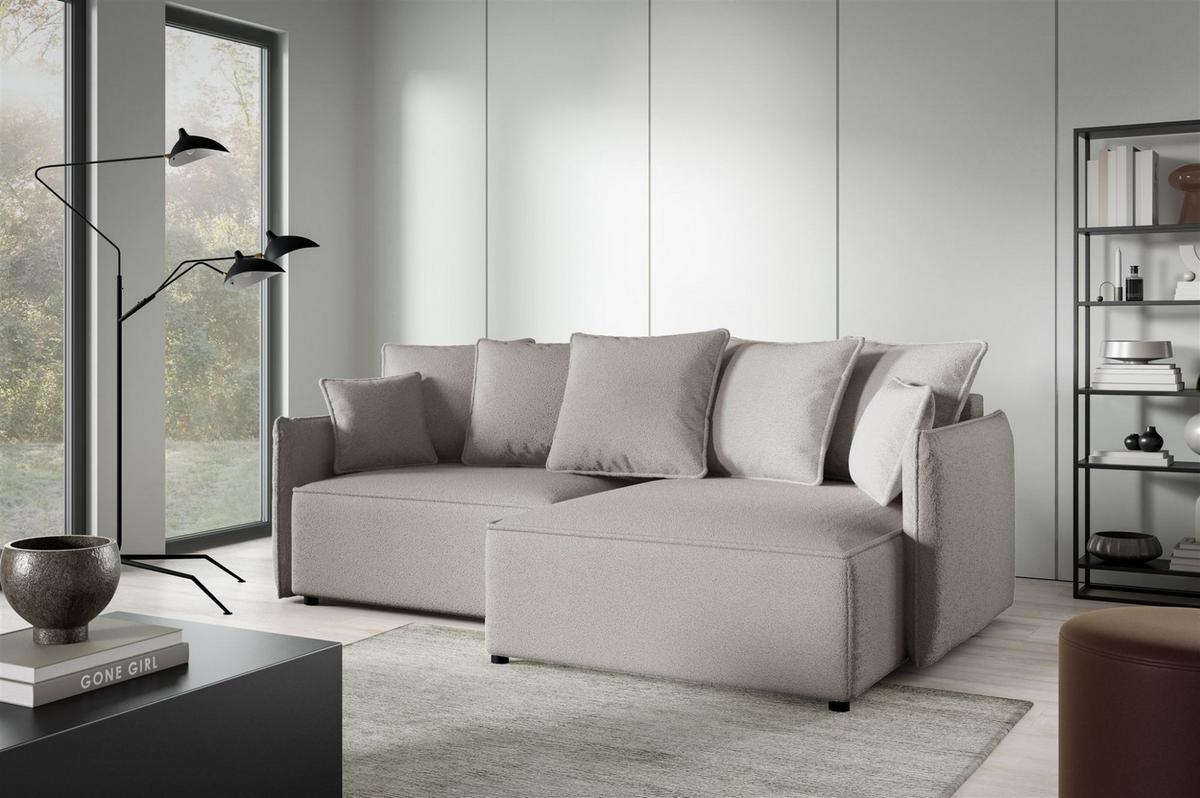 ECKSOFA Minea Mit Schlaffunktion - Beige, Holzwerkstoff/Textil (221/153cm) - Fun Möbel
