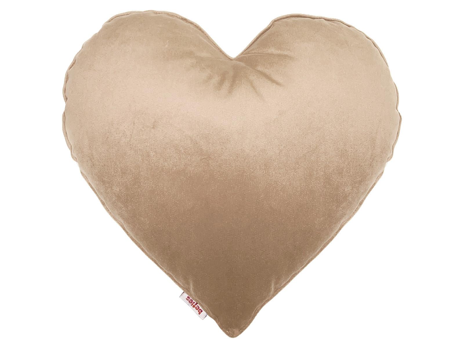 HERZKISSEN Samt&Sonders braun-beige 35x32 cm - Beige, Textil (34/32cm) - beties Heimtextil