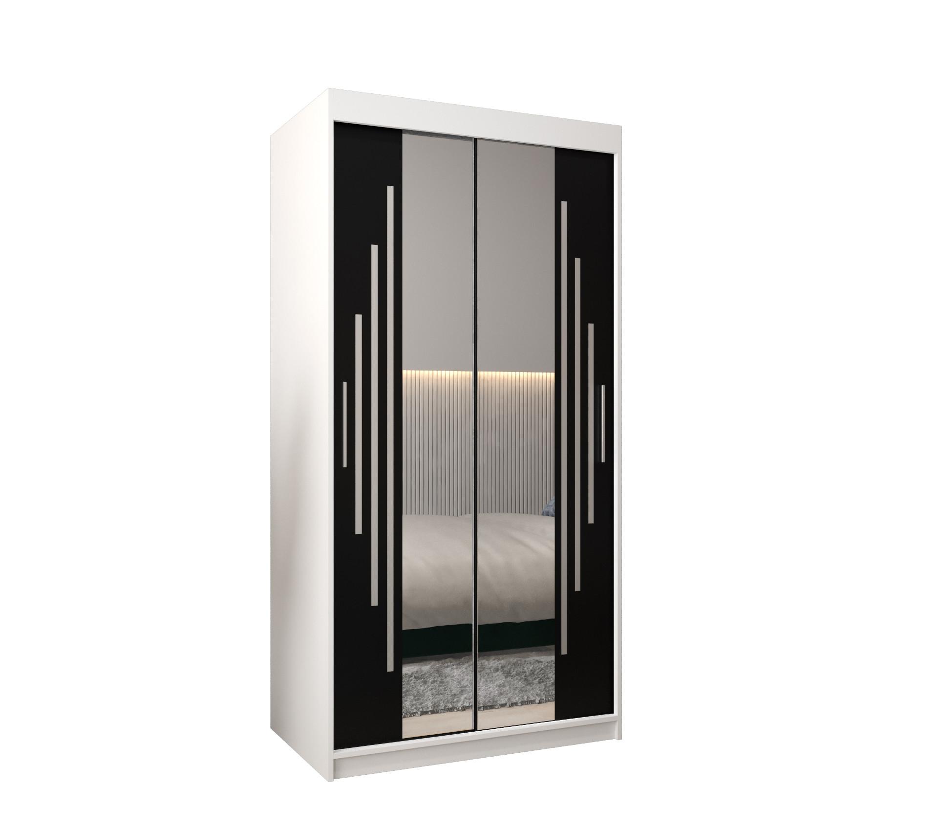 SCHWEBETÜRENSCHRANK 200/100/62 2-türig - Silberfarben/Schwarz, Holz/Kunststoff (100/200/62cm) - Abiks Möbel