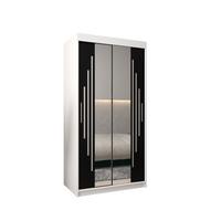 SCHWEBETÜRENSCHRANK 200/100/62 2-türig - Silberfarben/Schwarz, Holz/Kunststoff (100/200/62cm) - Abiks Möbel