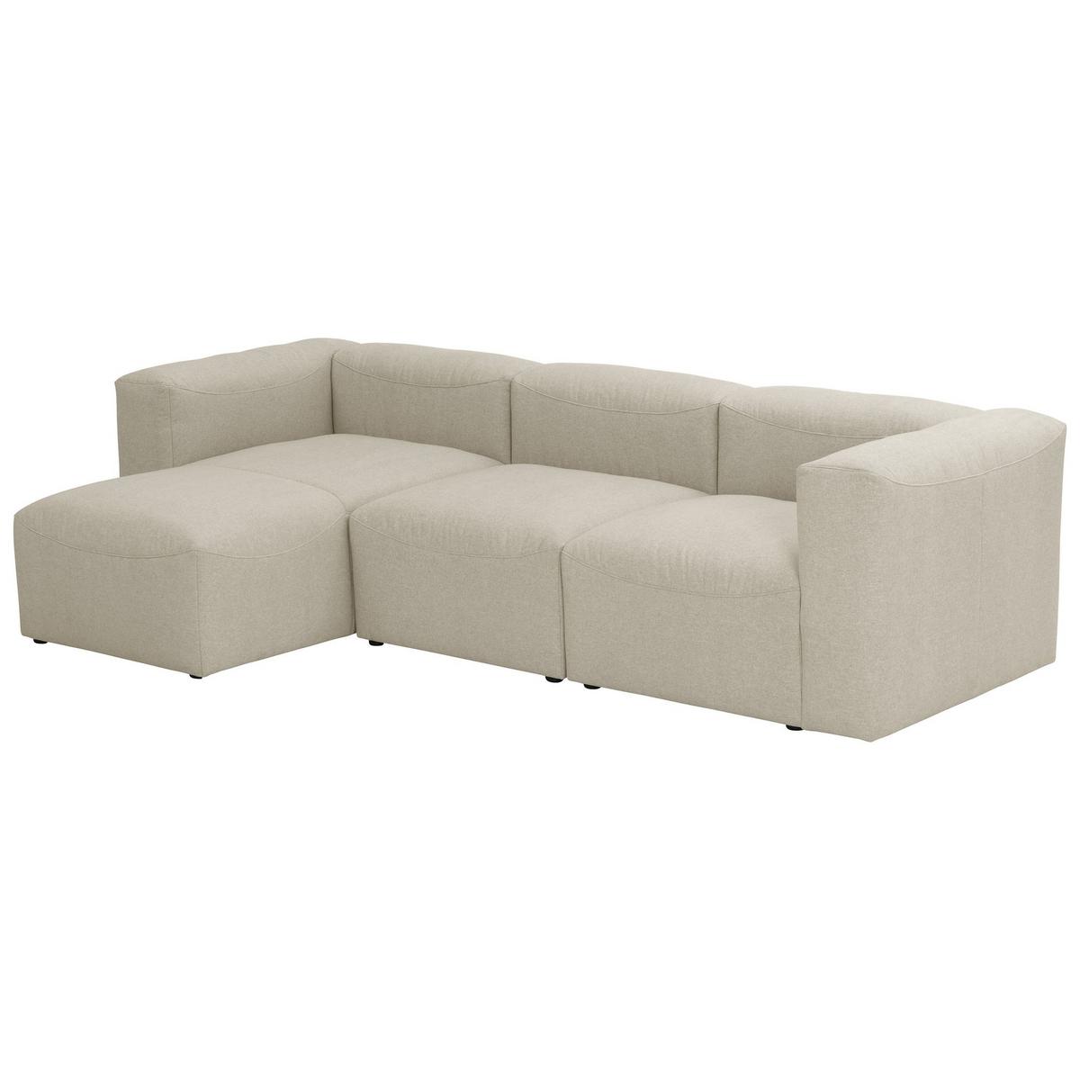 ECKSOFA 3-Sitzer mit Ottomane Kattrina Flachgewebe creme - Creme, Kunststoff (160/275cm) - 58aufmkessel