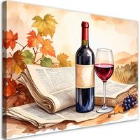 LEINWANDBILD Flasche Rotwein 120x80cm - Beige, Textil (120/80cm) - Feeby