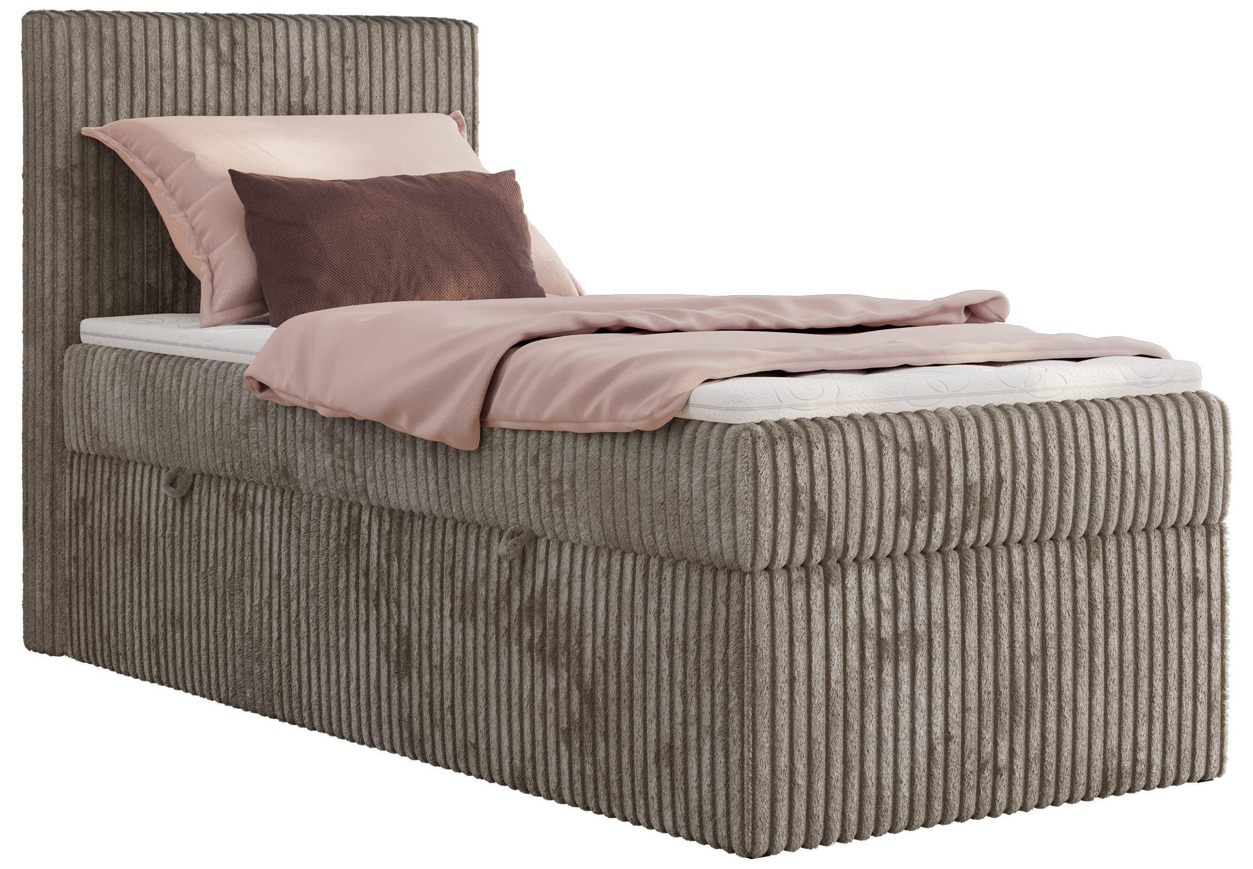 BOXBETT TILIANO 90/200 - Hellbraun Cord - H4 - Links - Hellbraun, Textil (90/200cm) - MKS