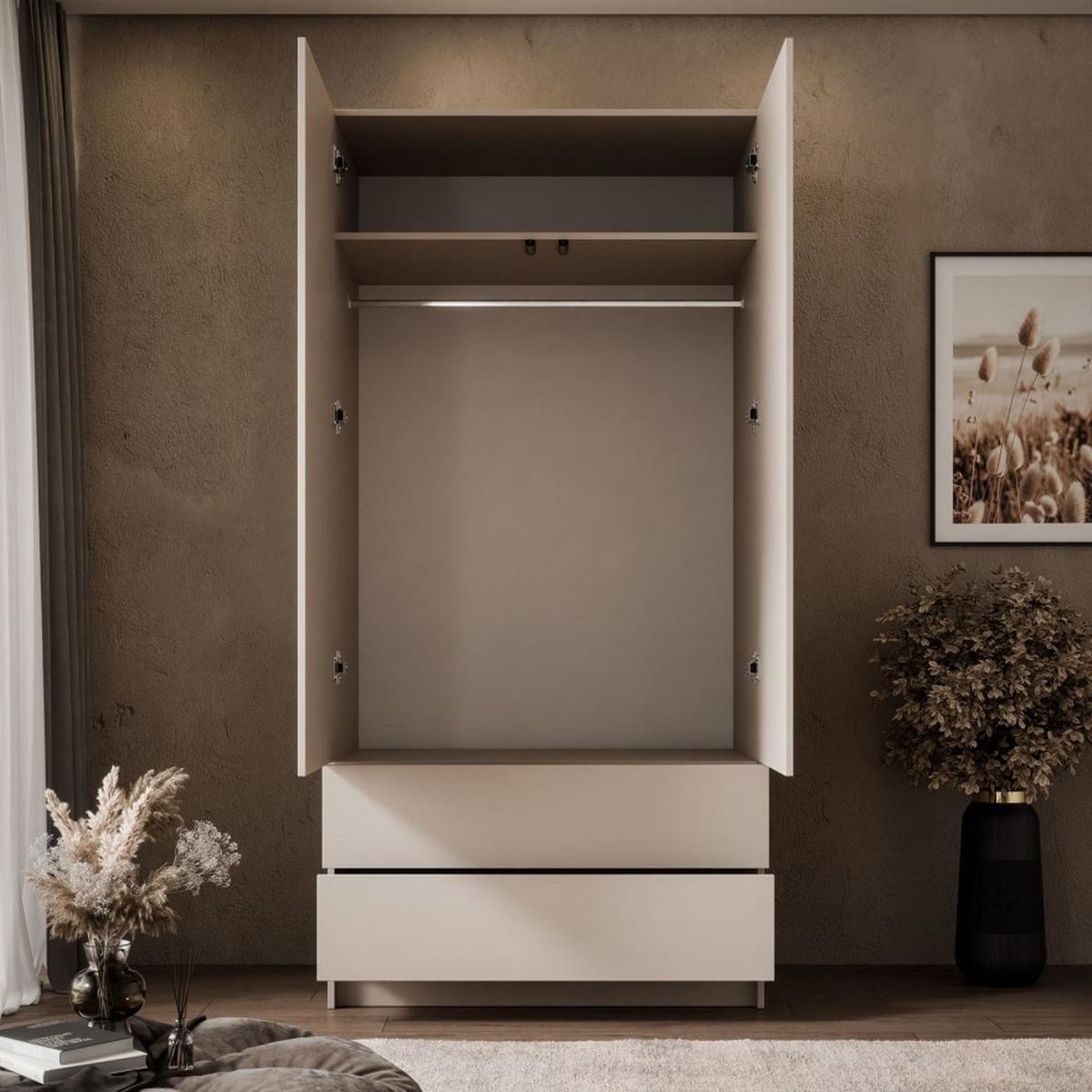 KLEIDERSCHRANK AUREL KASCHMIR 2D2S mit Schubladen - Kaschmir, Holzwerkstoff (100/210/57cm) - Lookway