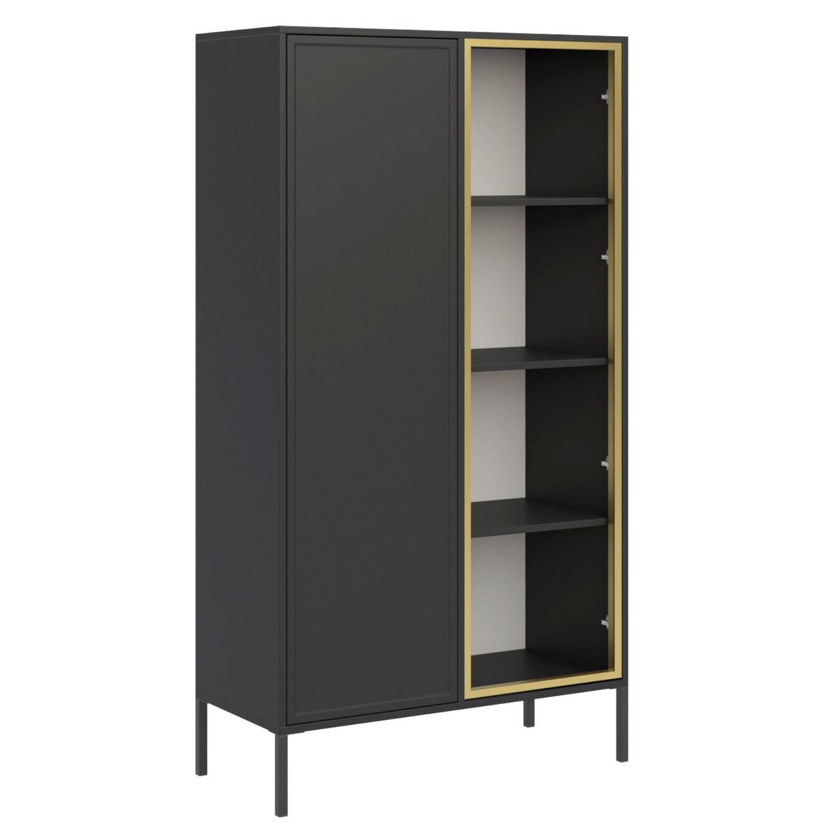 VITRINE Velveto Schwarz 90 cm - Schwarz, Holzwerkstoff/Metall (90/160.2/40cm) - Selsey