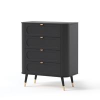 KOMMODE NOIR 78 cm, 4 Schublade(n) Schwarz - Goldfarben/Schwarz, Holzwerkstoff/Metall (78/98.4/40cm) - Idohome