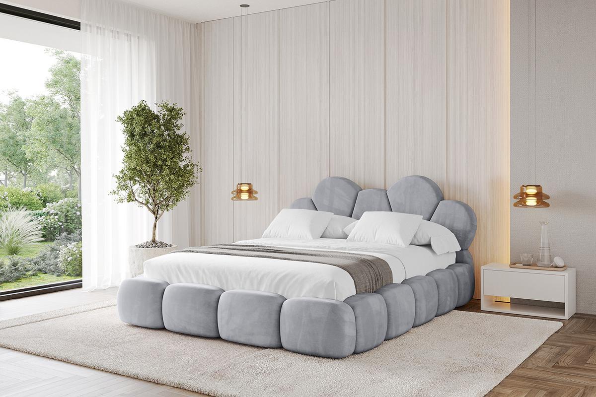 POLSTERBETT mit Bettkasten und Lattenrost, Bett mit Matratze H3/H4 - LANA 180x200 Hellgrau - Hellgrau, Holzwerkstoff/Textil (180/200cm) - ALTDECOR