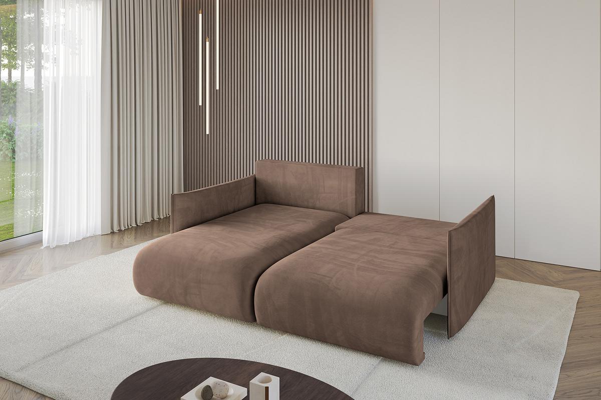 ECKSOFA Ottomane links ONESK-L 216x177x72 Braun Velours - Braun, Holzwerkstoff/Kunststoff (216/177cm) - ALTDECOR