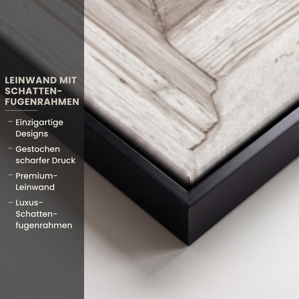 LEINWAND Bilder mit Rahmen - Winterlandschaft - Hütte - Berge - Ausblicke - Aussicht - Natur - 100x150 - Weiß Hochglanz, Textil (100/150cm) - MuchoWow