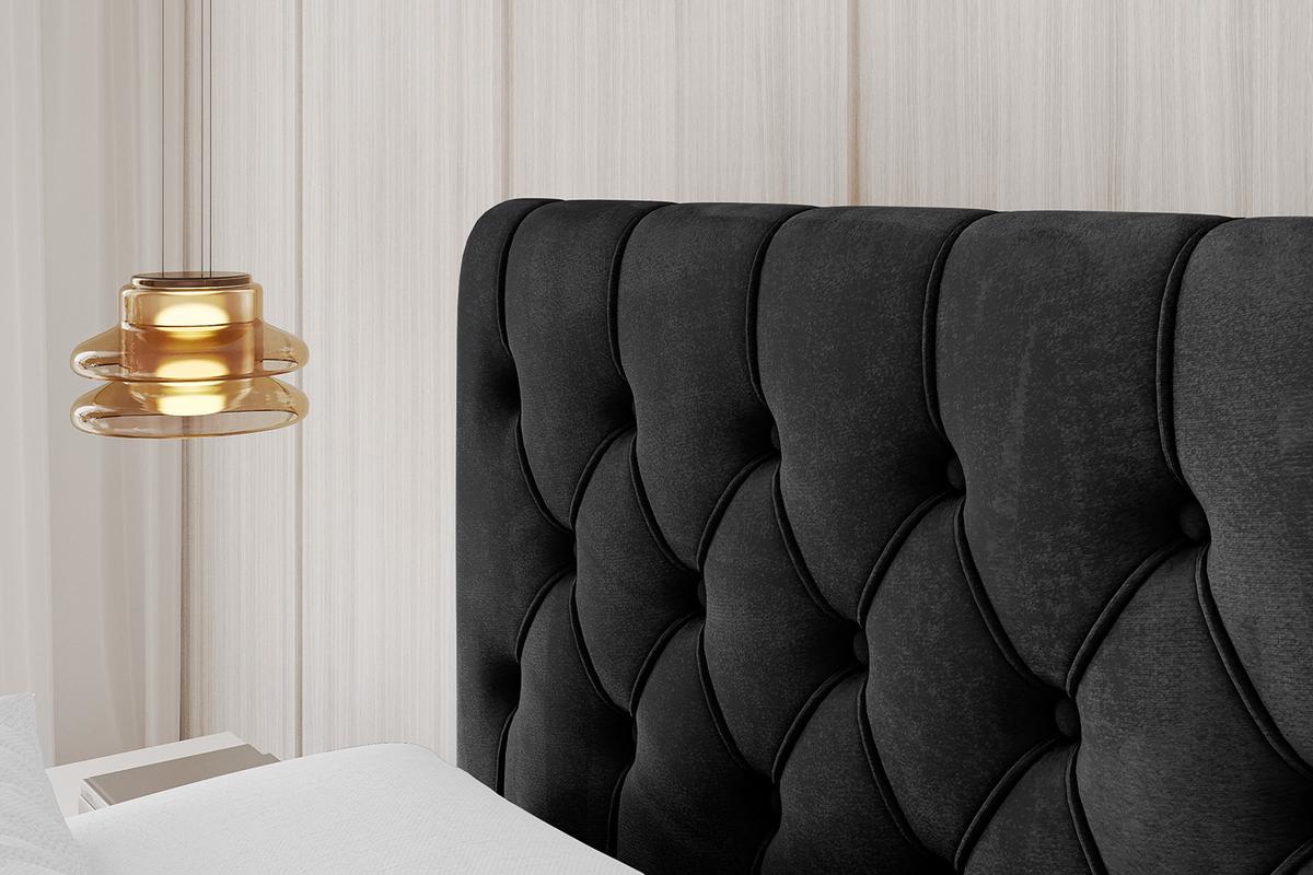 POLSTERBETT mit Bettkasten, Fußteil und Lattenrost, Boxbett ohne Matratze - RENO-Z 180x200 Schwarz - Schwarz, Holzwerkstoff/Textil (180/200cm) - ALTDECOR