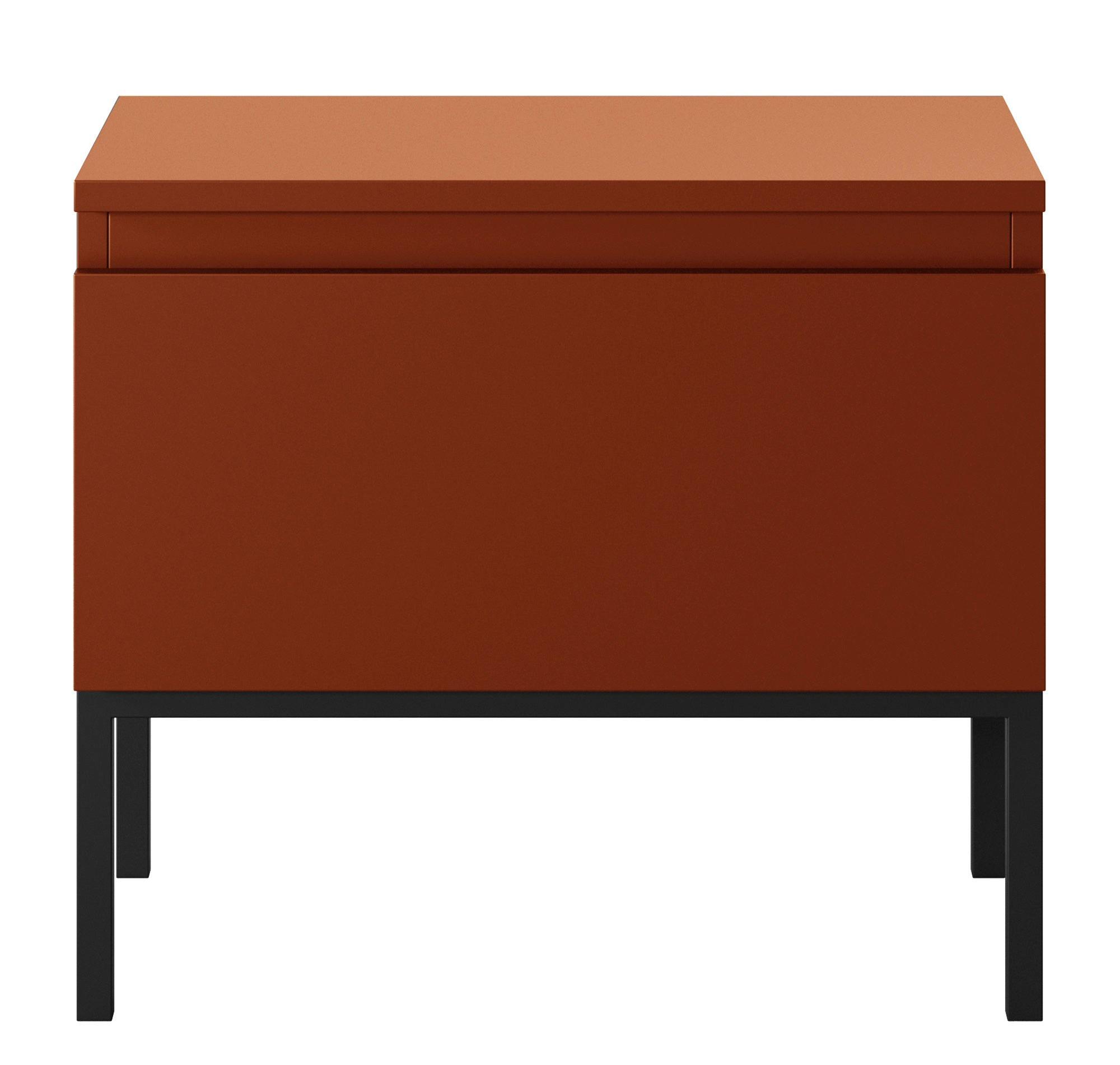 NACHTSCHRANK Bemmi Ziegelrot - Dunkelorange/Schwarz, Holzwerkstoff/Metall (49/43/32cm) - Selsey