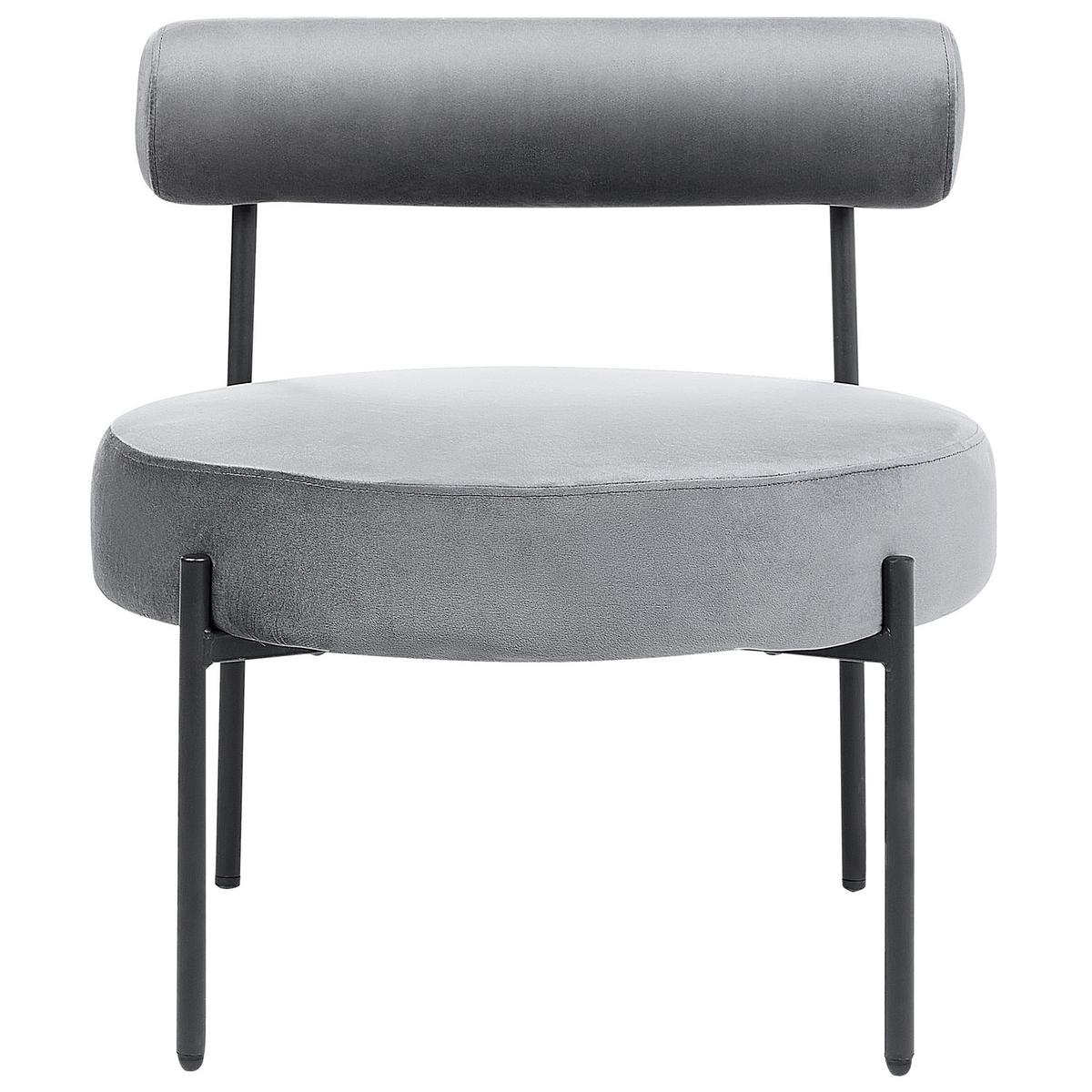 SESSEL Samtstoff Grau/Schwarz Alpha - Grau, Textil/Metall (60/66/60cm) - Beliani