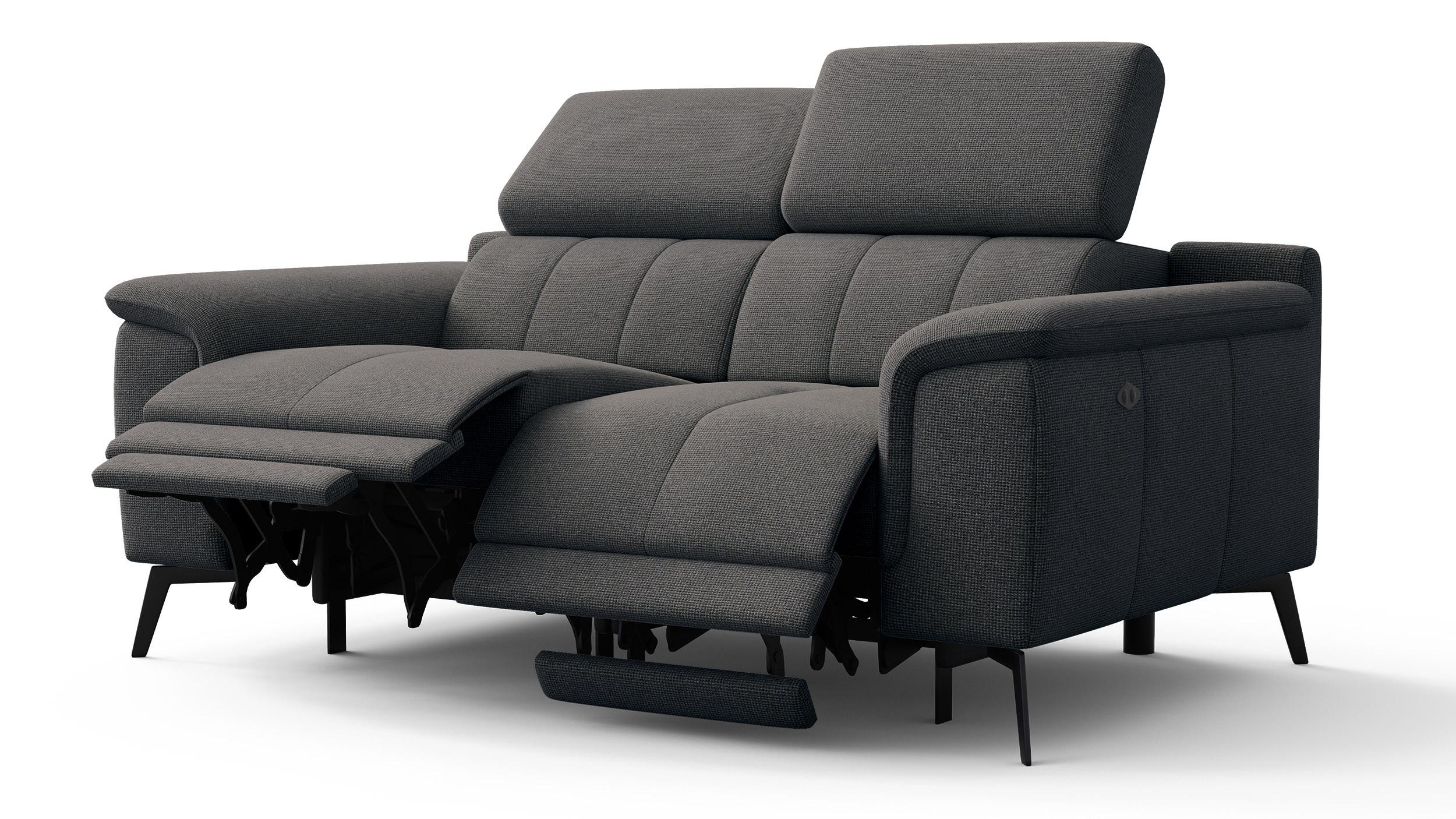 RELAXSOFA FIERO 2-Sitzer mit 2 Relaxfunktionen, dunkelgrau - Dunkelgrau/Schwarz, Holzwerkstoff/Textil (170/82/103cm) - Wozimo