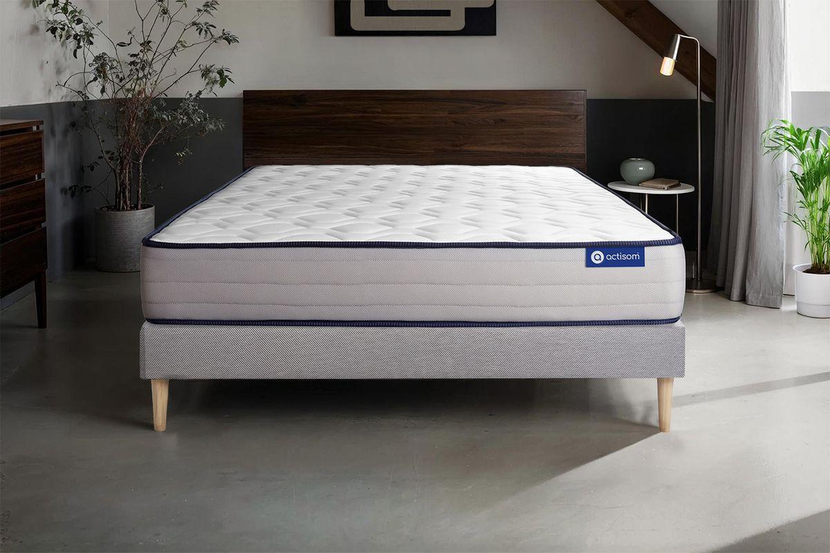 BETT Actilatex form Latex und Memory-Schaum 80 x 200 cm h3 - Kit Bettgestell Grau - Beige/Grau, Karton/Holz (80/200cm) - ACTISOM