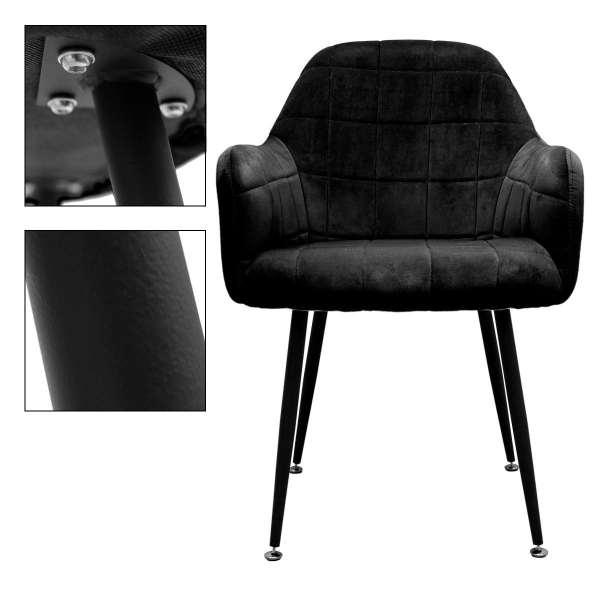 ESSZIMMERSTUHL 2er Set Schwarz Samt - Schwarz, Textil/Metall (60/84/58cm) - ECD-Germany