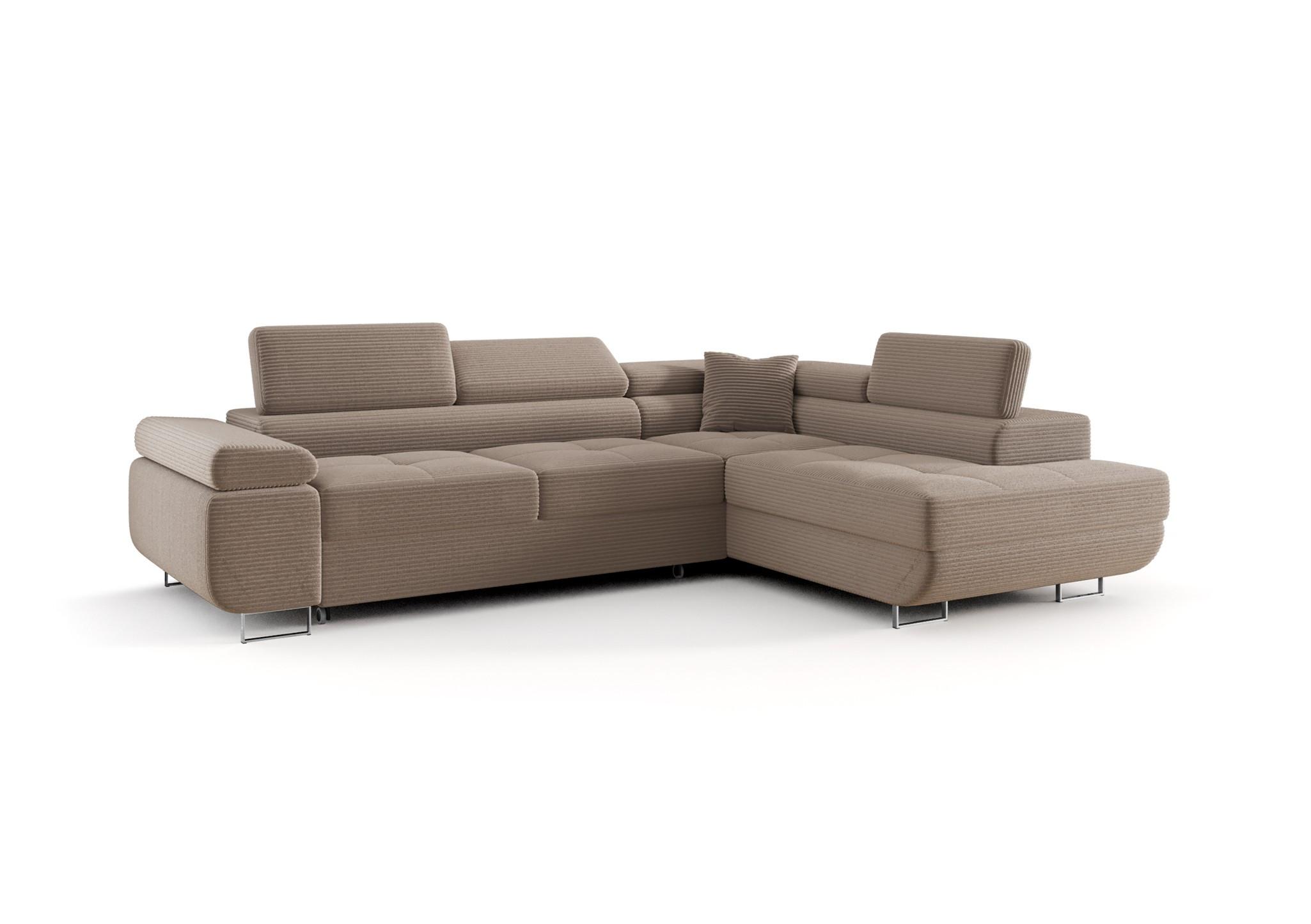 ECKSOFA Monaro Mit Schlaffunktion - Beige, Holzwerkstoff/Textil (275/202cm) - Fun Möbel