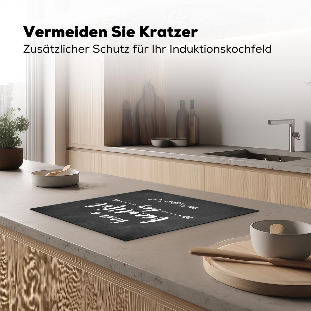 HERDABDECKPLATTE Zitat - Einen schönen Tag - Grau - Weiß Abdeckung Ceranfeld 58.3x51.3 cm - Anthrazit, Kunststoff (58.3/51.3/0.2cm) - MuchoWow