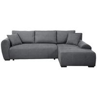 ECKSCHLAFSOFA Dallas mit Bettkasten, 255 cm, Dunkelgrau, rechts, Velour-Stoff - Dunkelgrau, Textil (255/175cm) - Beautysofa