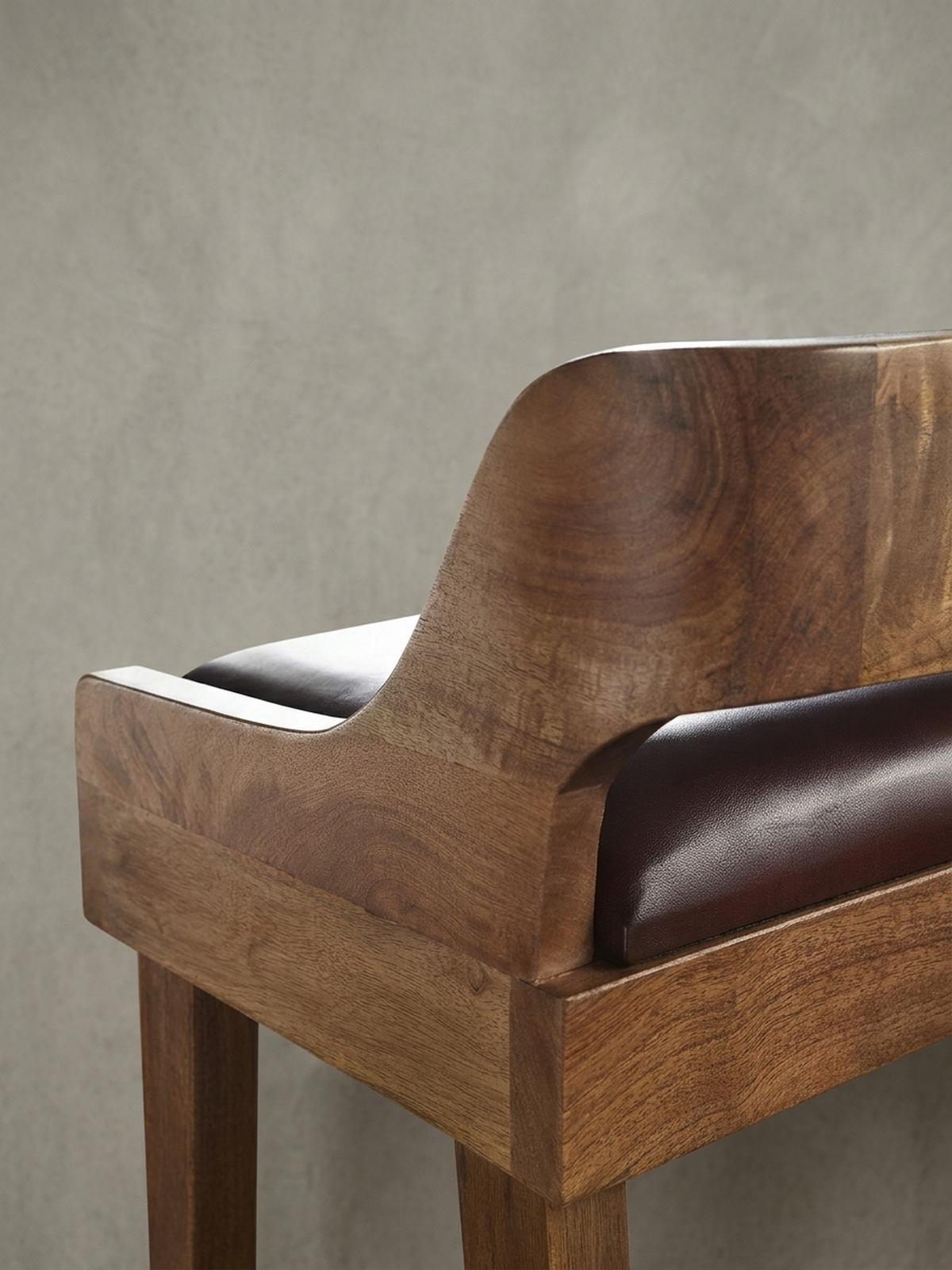 SITZBANK – Echtleder, 108 cm, mit Rückenlehne, Beine Massivholz - Braun, Mangoholz/Leder (108/63/43cm) - KADIMA DESIGN