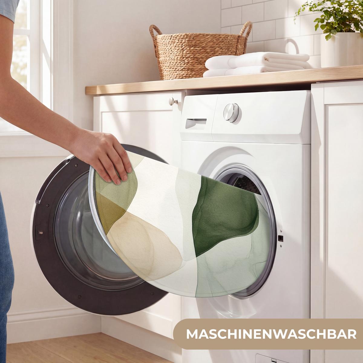 WC-VORLEGER Japandi - Abstrakt - Grün Toilettenteppich 70x70 cm - Grün, Textil (70/1cm) - OnlyWow
