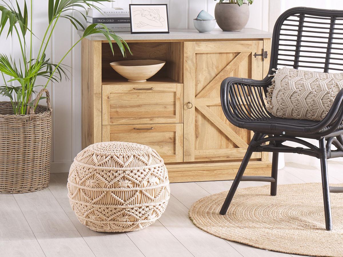POUF Beige 40/40/40 cm Kayseri - Beige, Naturmaterialien/Textil (40/40/40cm) - Beliani