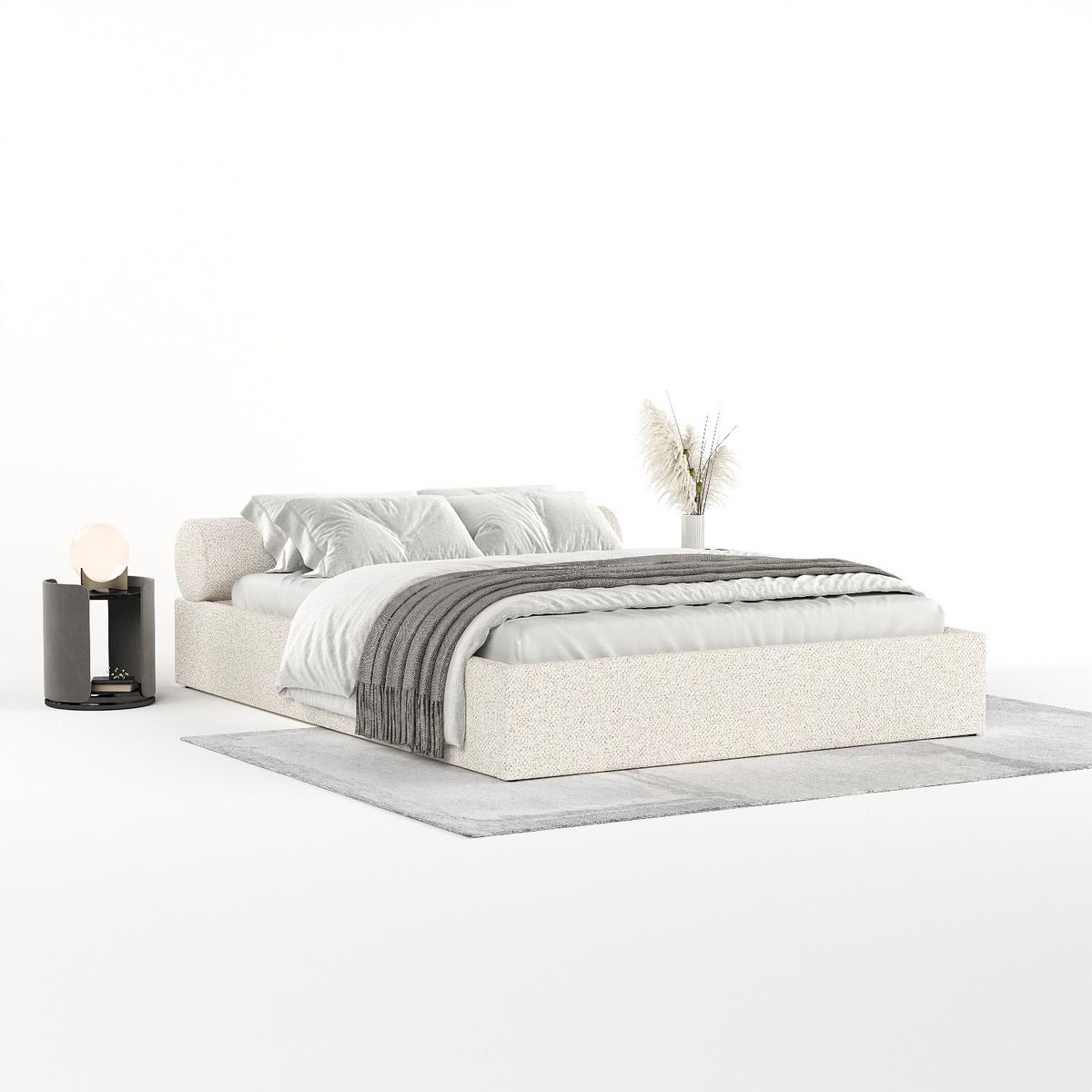 POLSTERBETT Solvo mit Stauraum 160/200 cm Creme im Blur Stoff - Creme/Schwarz, Holz/Holzwerkstoff (160/200cm) - AltaBeds