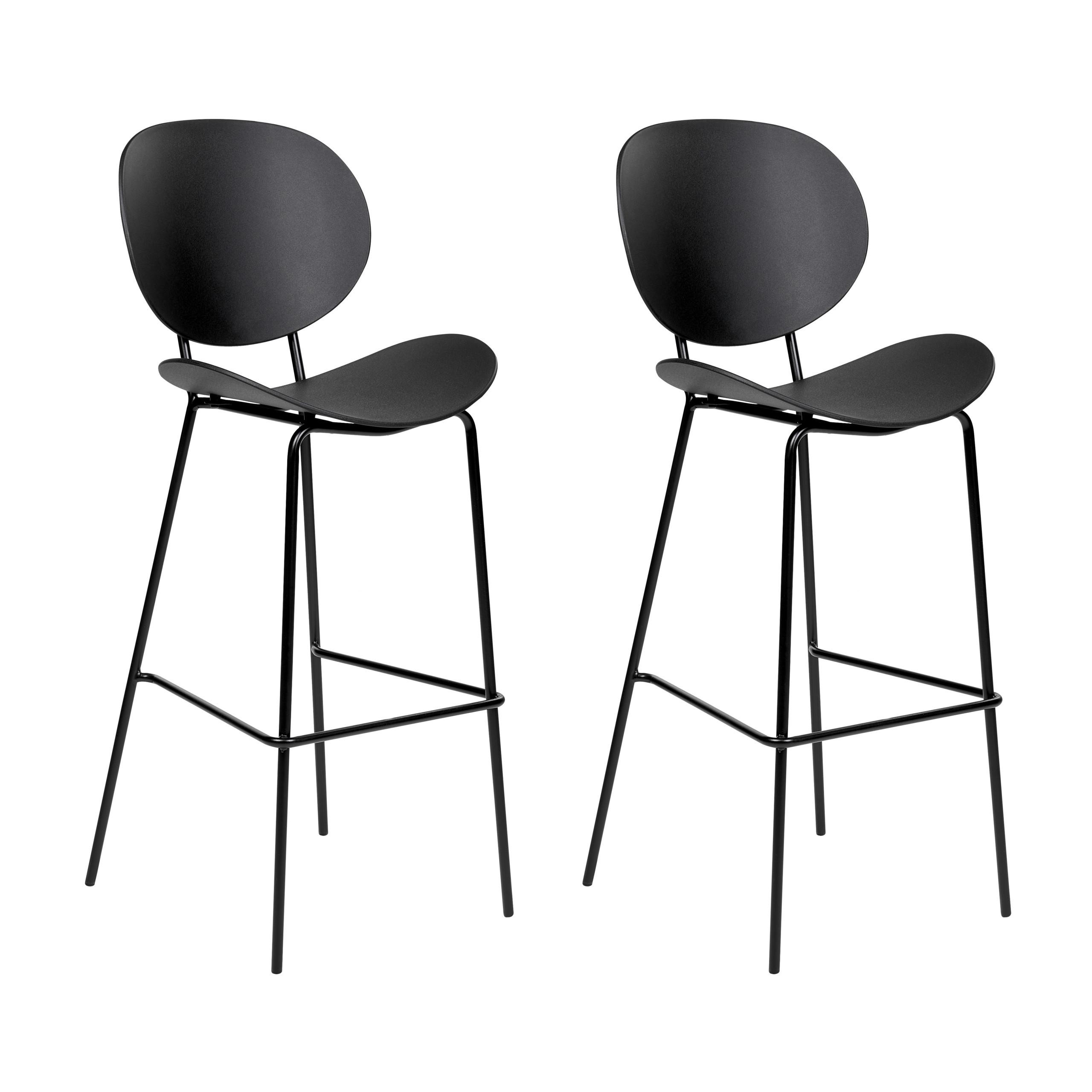 BARSTUHL 2er-Set Kunststoff schwarz Shonto - Schwarz, Kunststoff (52/116/48cm) - Beliani