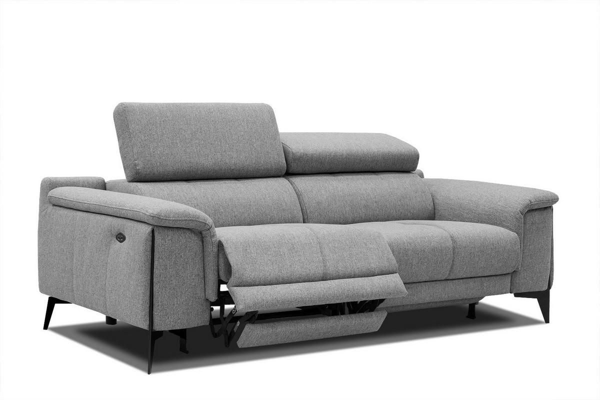RELAXSOFA MATERA 3-Sitzer mit 2 Relaxfunktionen, grau - Schwarz/Grau, Holzwerkstoff/Textil (212/82/103cm) - Wozimo