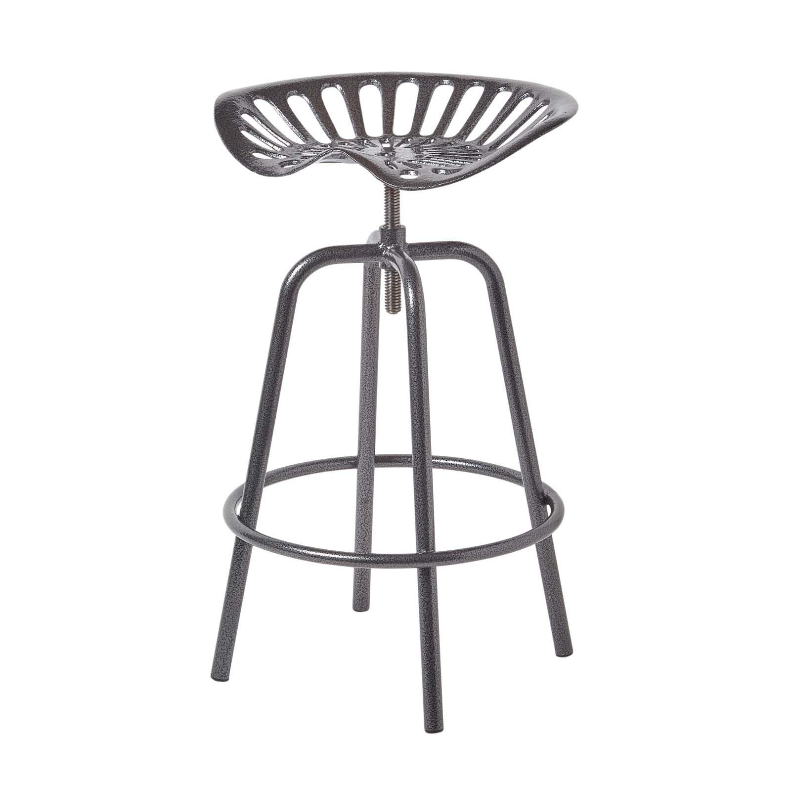 BARHOCKER Traktorsitz, Metall im Vintage-Look, höhenverstellbar - Grau, Metall (47/74/50cm) - Homescapes