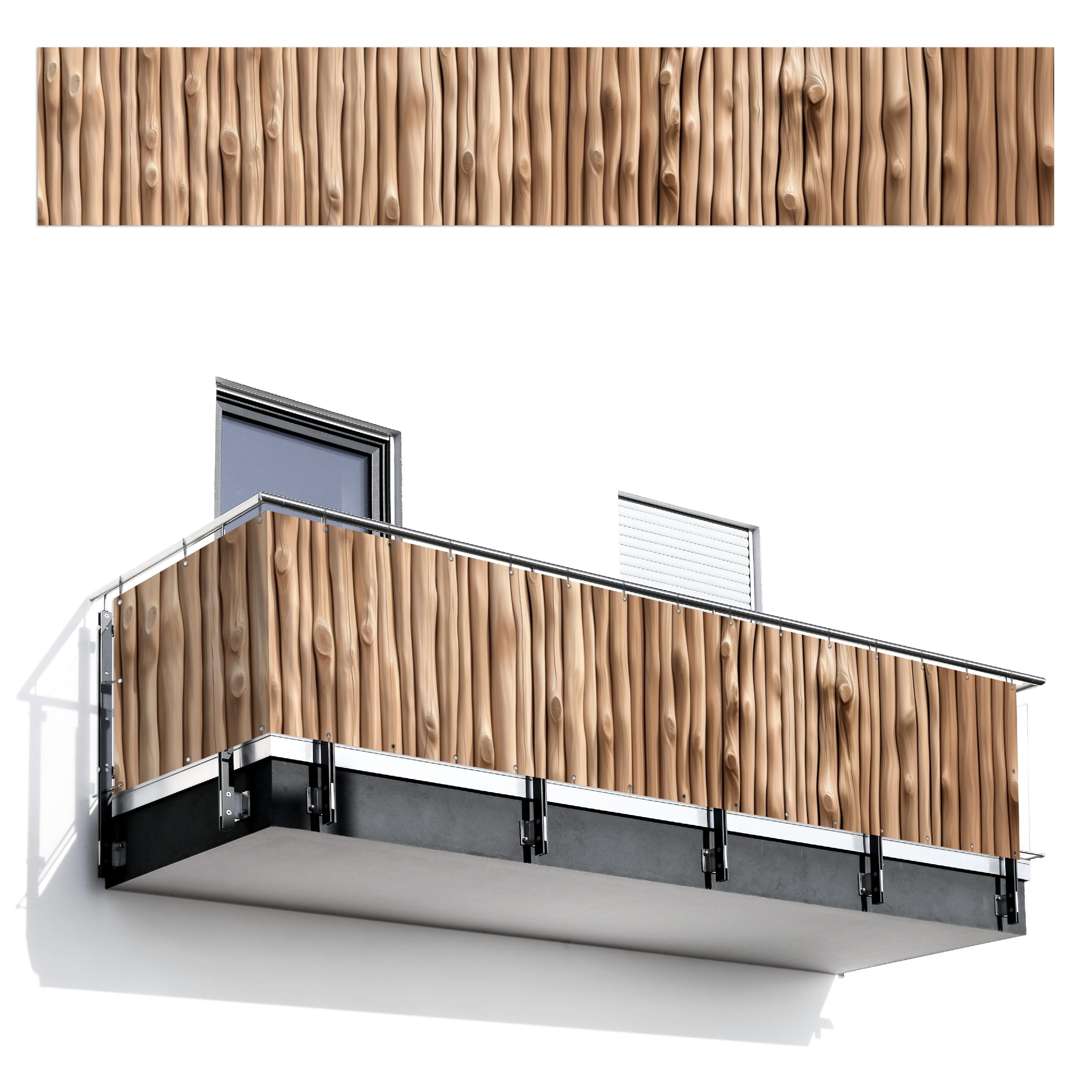 BALKON-SICHTSCHUTZ Holz - Stiel - Hellbraun Groß 500x85 cm - Ahornfarben, Kunststoff (500/85cm) - MuchoWow